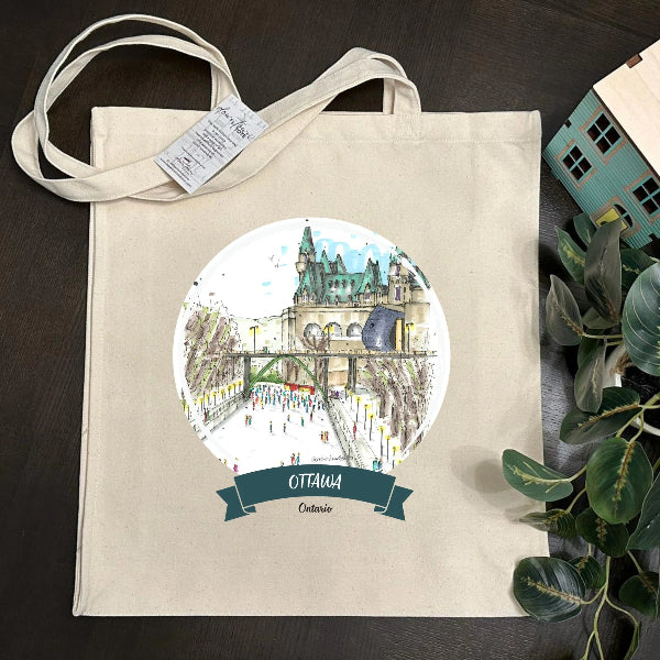 Skating the Rideau Canal Tote Bag | Downtown Sketcher | boogie + birdie