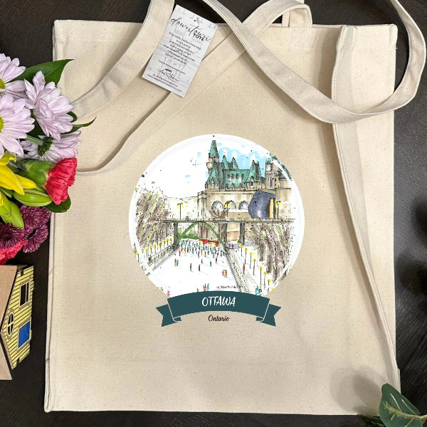 Skating the Rideau Canal Tote Bag | Downtown Sketcher | boogie + birdie