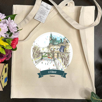 Skating the Rideau Canal Tote Bag | Downtown Sketcher | boogie + birdie