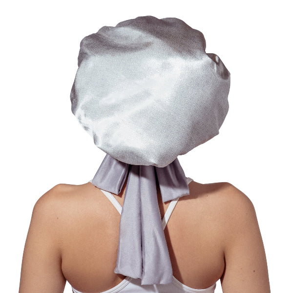 Grey Deco Satin Sleep Bonnet | Lemon Lavender | boogie + birdie