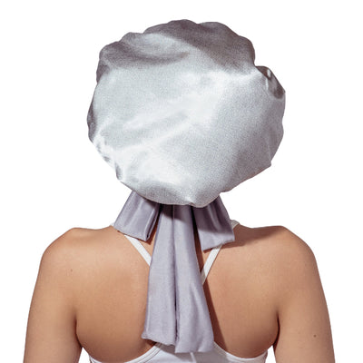 Grey Deco Satin Sleep Bonnet | Lemon Lavender | boogie + birdie