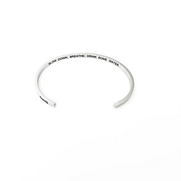 Silver Slow Down, Breathe, Drink Some Water Bangle | GHG | boogie + birdie