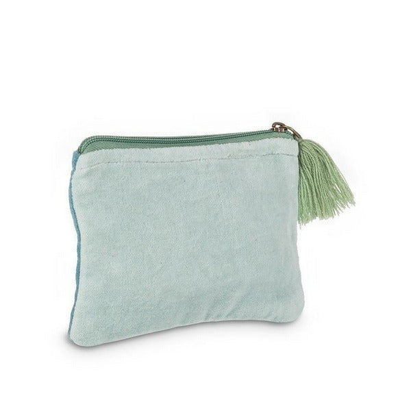 Small Aqua Velvet Zippered Pouch (52-CHELSEA-02-SM) | Bags | boogie + birdie