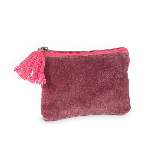 Small Pink Velvet Zipper Pouch (52-CHELSEA-01-SM) | Bags | boogie + birdie