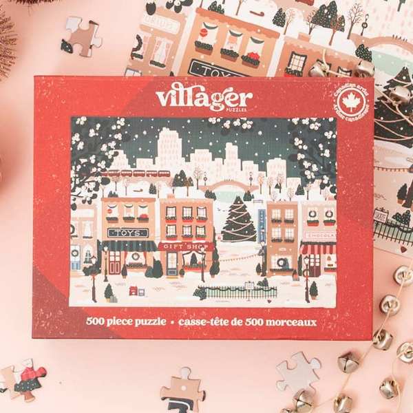 Small Town Holiday 500 Piece Puzzle | Villager Puzzles | boogie + birdie