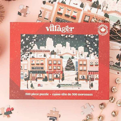 Small Town Holiday 500 Piece Puzzle | Villager Puzzles | boogie + birdie
