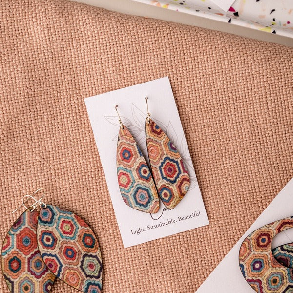 Embroidered Hexagons Small Wing Earrings | Hello Lovely | boogie + birdie