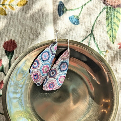 Embroidered Hexagons Small Wing Earrings | Hello Lovely | boogie + birdie