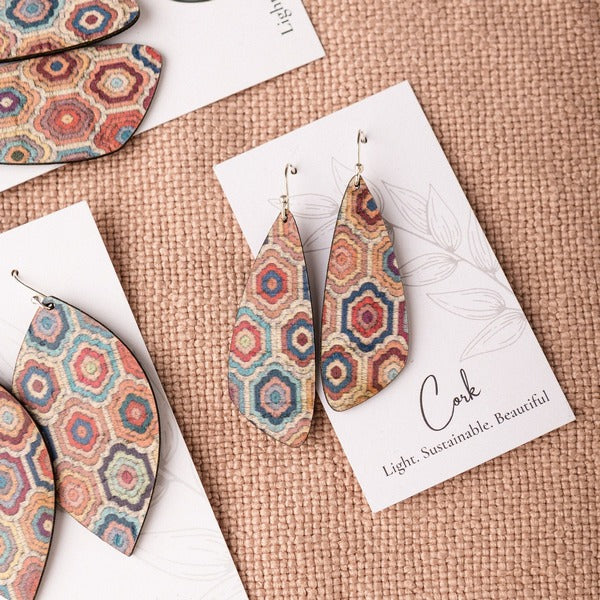 Embroidered Hexagons Small Wing Earrings | Hello Lovely | boogie + birdie