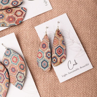 Embroidered Hexagons Small Wing Earrings | Hello Lovely | boogie + birdie