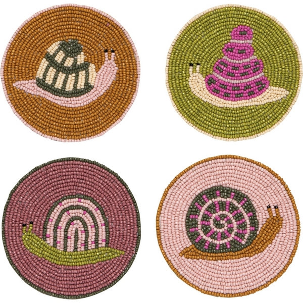 Beaded Gardenland Snail Coasters | Set of 4 | Danica Studio | boogie + birdie