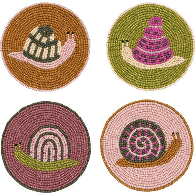 Beaded Gardenland Snail Coasters | Set of 4 | Danica Studio | boogie + birdie