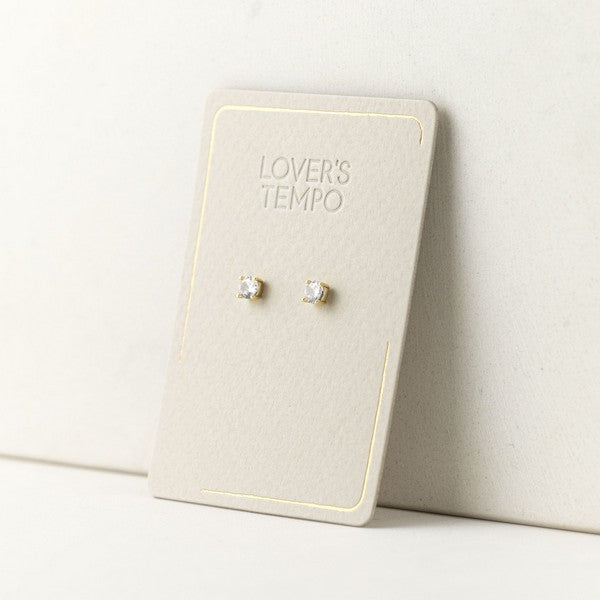 Gold Solitaire Crystal Fete Studs