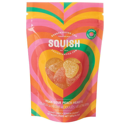 Vegan Sour Peach Hearts Gummies | Squish | boogie + birdie