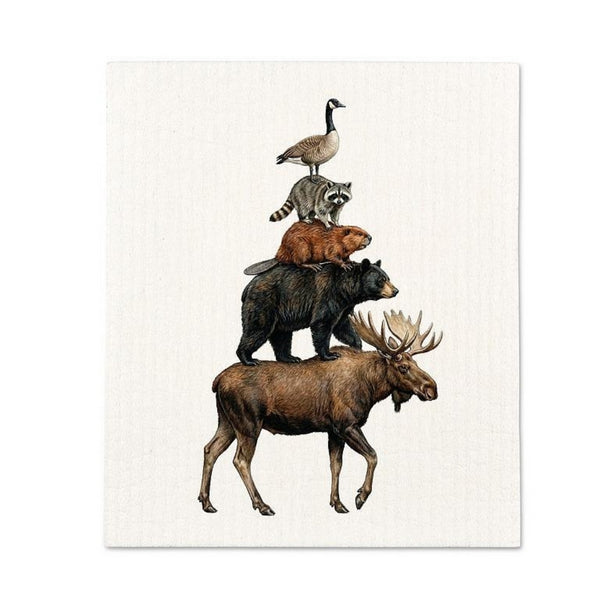 Stacked Canadian Animals Swedish Dishcloth | Kitchen | boogie + birdie