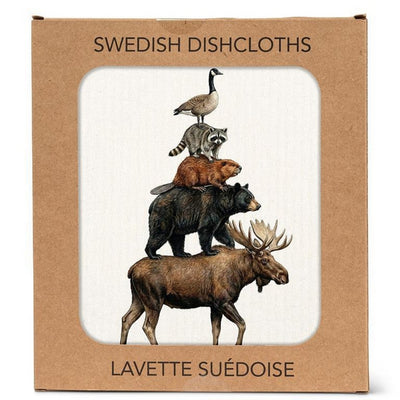 Stacked Canadian Animals Swedish Dishcloth | Kitchen Textiles | boogie + birdie