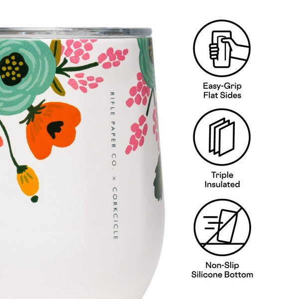 Cream Lively Floral Corkcicle Stemless | Home | boogie + birdie