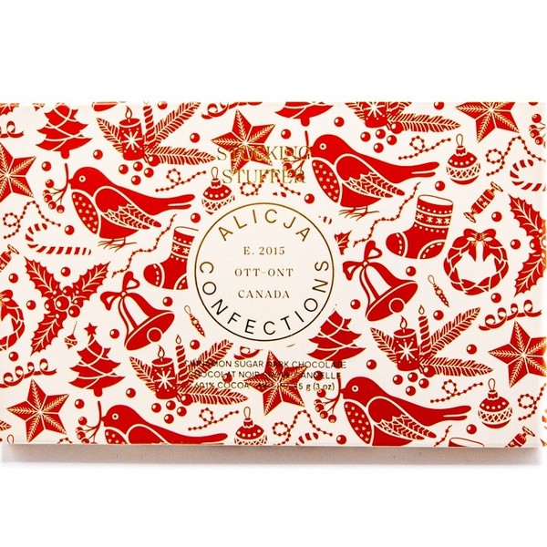 Vegan Stocking Stuffer Dark Chocolate Postcard Bar | Alicja Confections | boogie + birdie