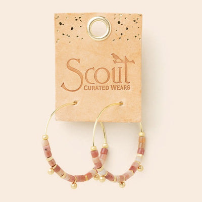 Gold Metal Disc Rhodonite Hoop Earrings | Scout | boogie + birdie
