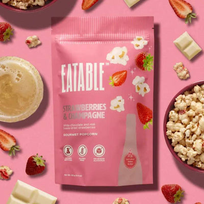 Strawberries + Champagne Gourmet Popcorn | EATABLE | boogie + birdie