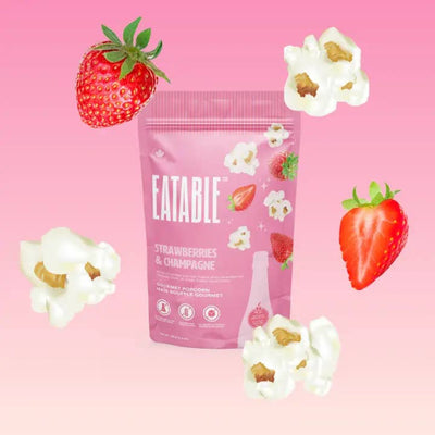 Strawberries + Champagne Gourmet Popcorn | EATABLE | boogie + birdie