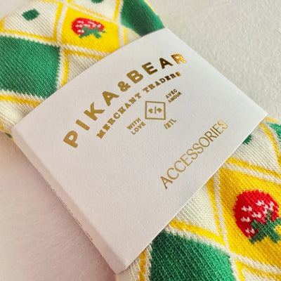 Strawberry Fields Patterned Argyle Crew Socks | Pika & Bear | boogie + birdie