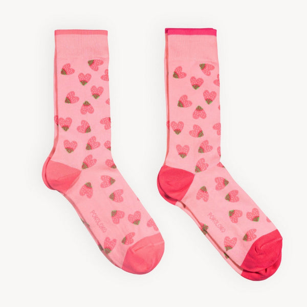 Strawberry Heart Pima Cotton Socks | Pack of 2 | Pokoloko | boogie + birdie