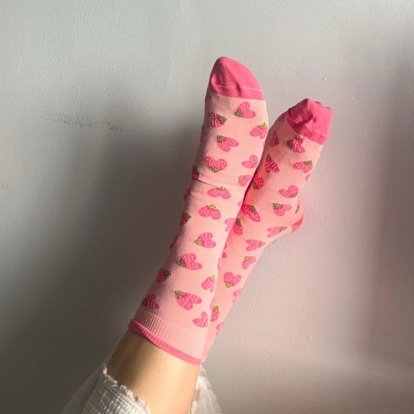 Strawberry Heart Pima Cotton Socks | Pack of 2 | Pokoloko | boogie + birdie