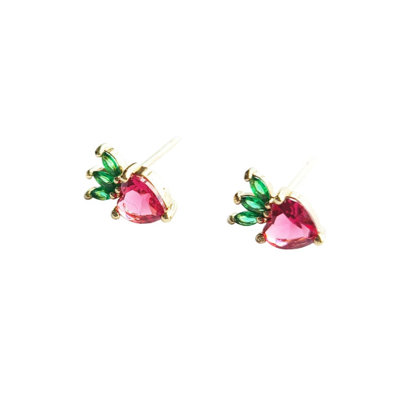 Gold Strawberry Stud Earrings | BAMBU Jewellery | boogie + birdie