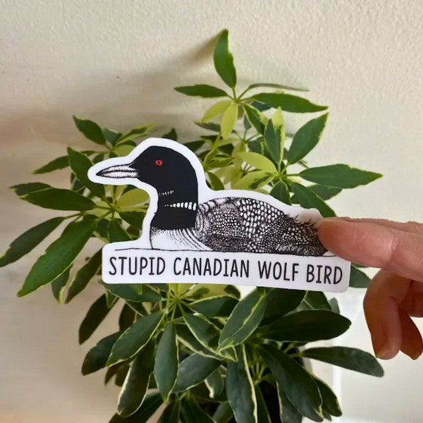 Stupid Canadian Wolf Bird Sticker  | Stickers Northwest | boogie + birdie