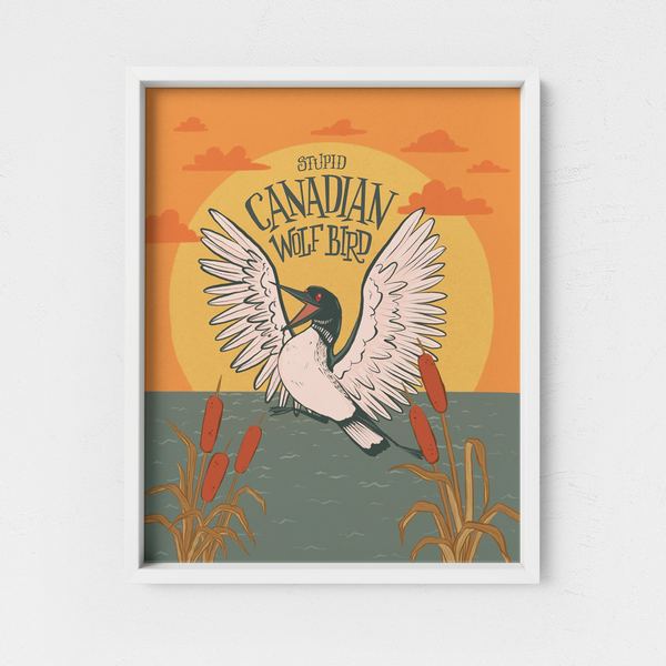 Stupid Canadian Wolf Bird Art Print | Carabara Designs | boogie + birdie