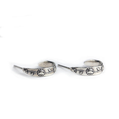 Silver Sunflower Huggie Hoops Earrings | Marmalade Jewellery | boogie + birdie