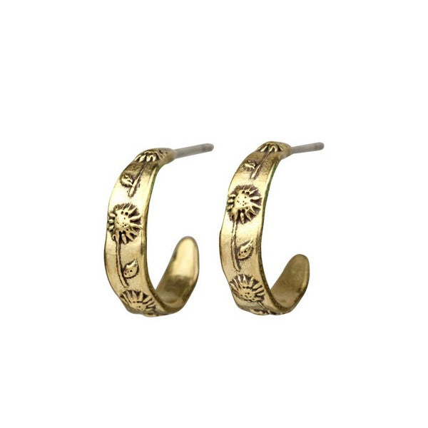 Bronze Sunflower Huggie Hoops Earrings | Marmalade Jewellery | boogie + birdie