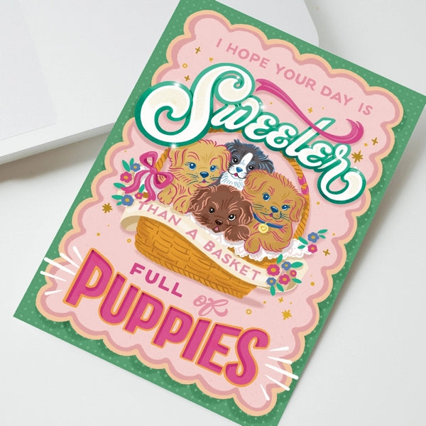 Basket of Puppies Art Card | To & Fro Gift Co. | boogie + birdie