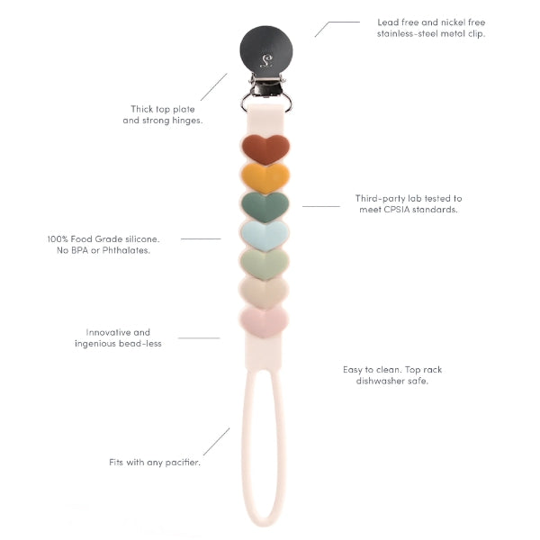 Sweetheart Multi Pacifier Clip (SILCPSWMUT) | Loulou Lollipop | boogie + birdie