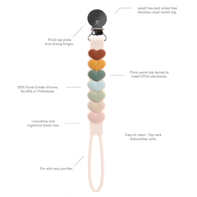 Sweetheart Multi Pacifier Clip (SILCPSWMUT) | Loulou Lollipop | boogie + birdie