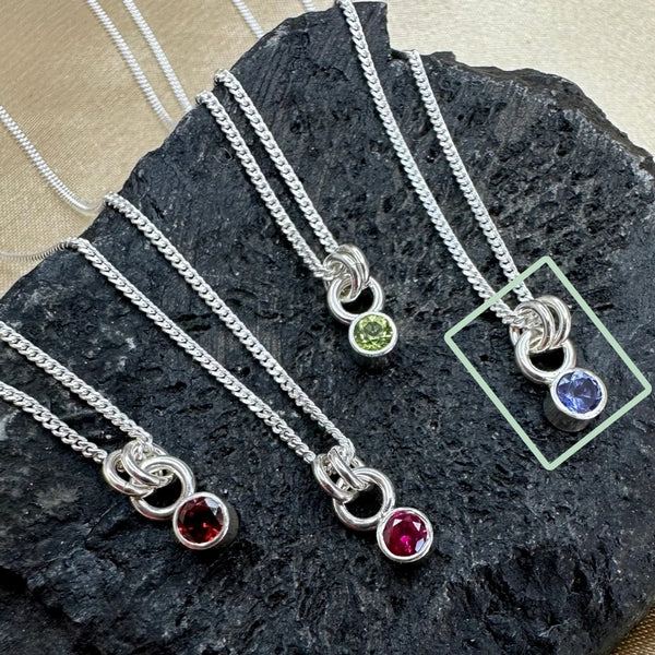 Silver Tanzanite Kindred Birthstone Necklace | Open Fire | boogie + birdie