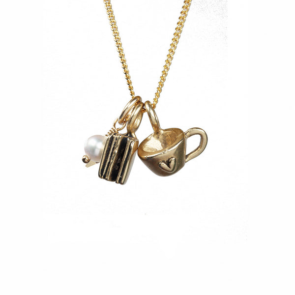 Gold Book & Teacup Cluster Necklace | Marmalade Designs | boogie + birdie