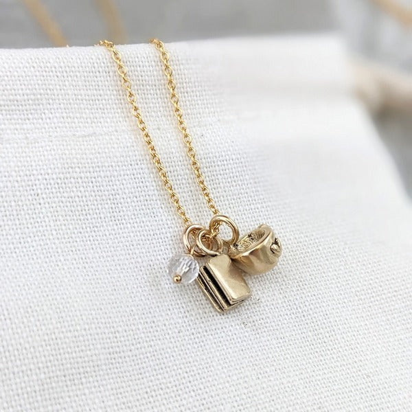 Gold Book & Teacup Cluster Necklace | Marmalade Designs | boogie + birdie