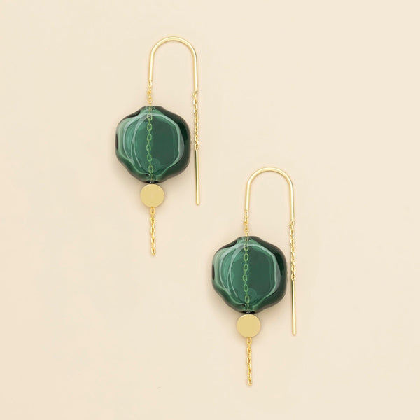 Refined Gold & Teal Organic Glass Threader Earrings | Scout | boogie + birdie