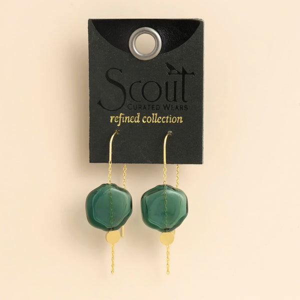 Refined Gold & Teal Organic Glass Threader Earrings | Scout | boogie + birdie