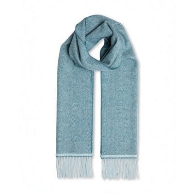 Teal & Aqua Herringbone Lambswool Scarf | Foxford | boogie + birdie