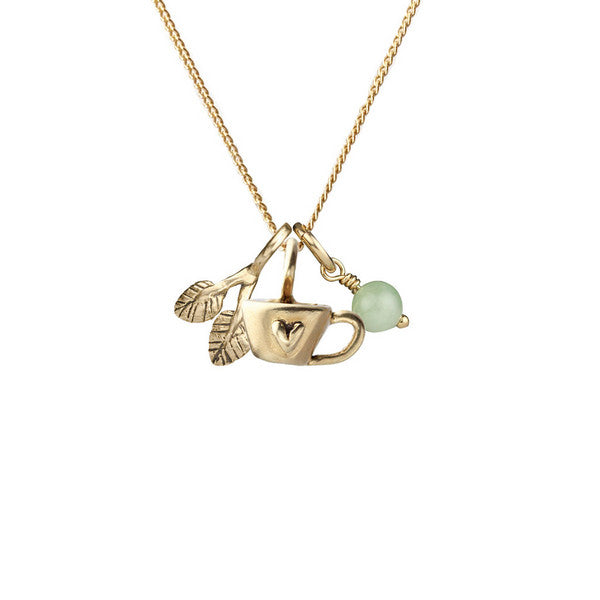 Gold Teacup + Leaf Cluster Necklace  | Marmalade | boogie + birdie