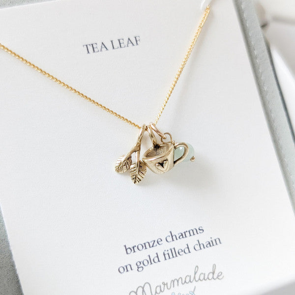 Gold Teacup + Leaf Cluster Necklace  | Marmalade | boogie + birdie