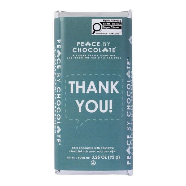 Thank You Dark Chocolate Bar with Cashews | Peace by Chocolate | boogie + birdie