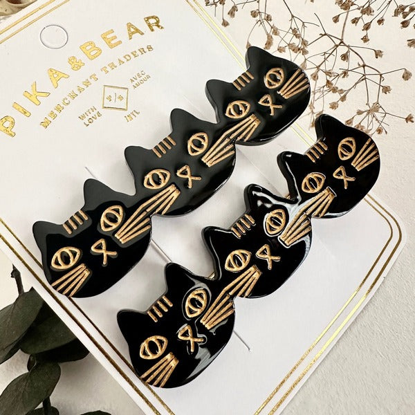 Black Triple Trouble Cat Hair Clips - Set/2 (HC24TRIPT-B) | Pika & Bear | boogie + birdie