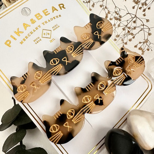 Calico Triple Trouble Hair Clips - Set/2 (HC24TRIPT-C) | Pika & Bear | boogie + birdie