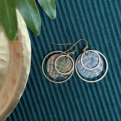Brass Circles Tropical Leaf Earrings | Hello Lovely | boogie + birdie