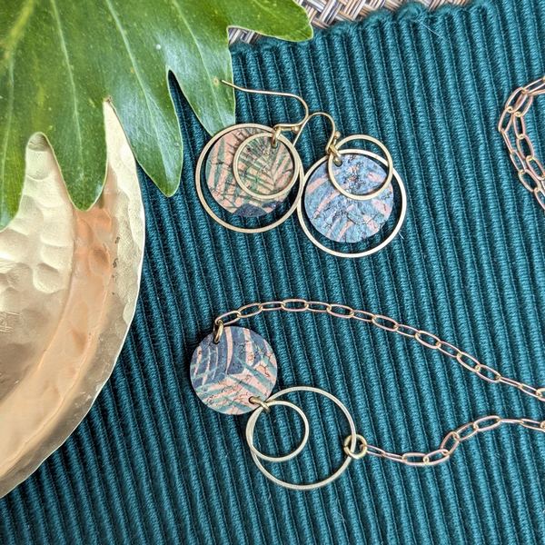 Brass Circles Tropical Leaf Earrings | Hello Lovely | boogie + birdie