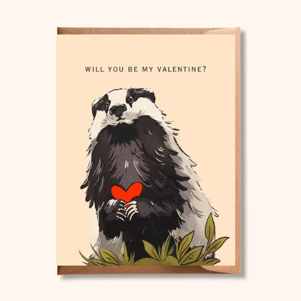 Cute Badger Valentine's Day Card | Brush + Bird Paper Co. | boogie + birdie